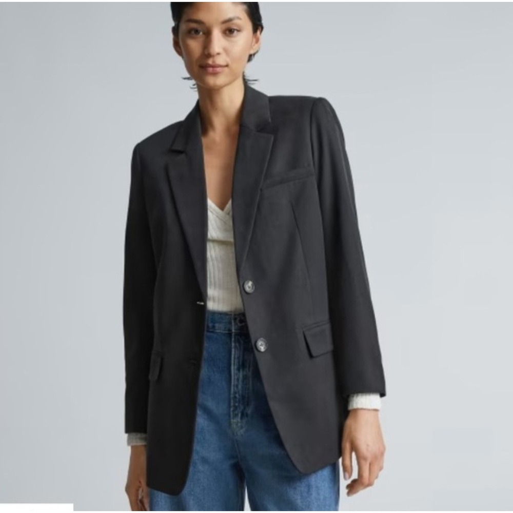 Everlane The Oversized Blazer Black Wool Blend Size 10 Notched Lapel Lined